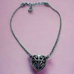 Brighton silver filagree heart necklace.